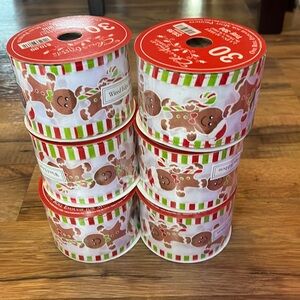 New Gingerbread Christmas Ribbon 6 rolls